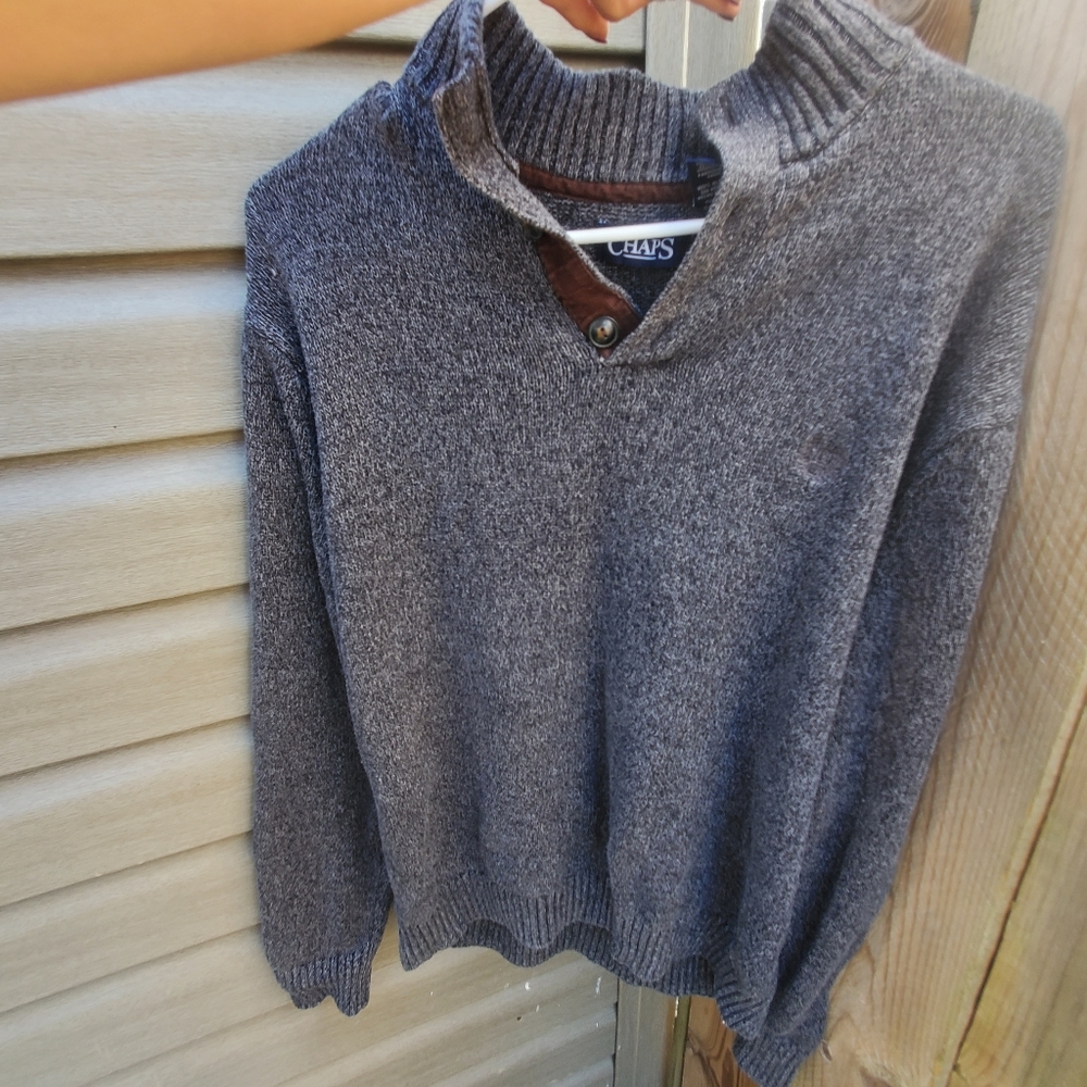 Chaps  3 Button Sweater with Corduroy Elbow Patches Men's Size XL EUC